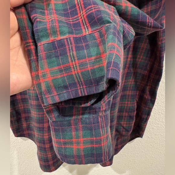 Vintage Ralph Lauren Men’s 100% Cotton Plaid Red Green Holiday Button Down Top M - Picture 7 of 13